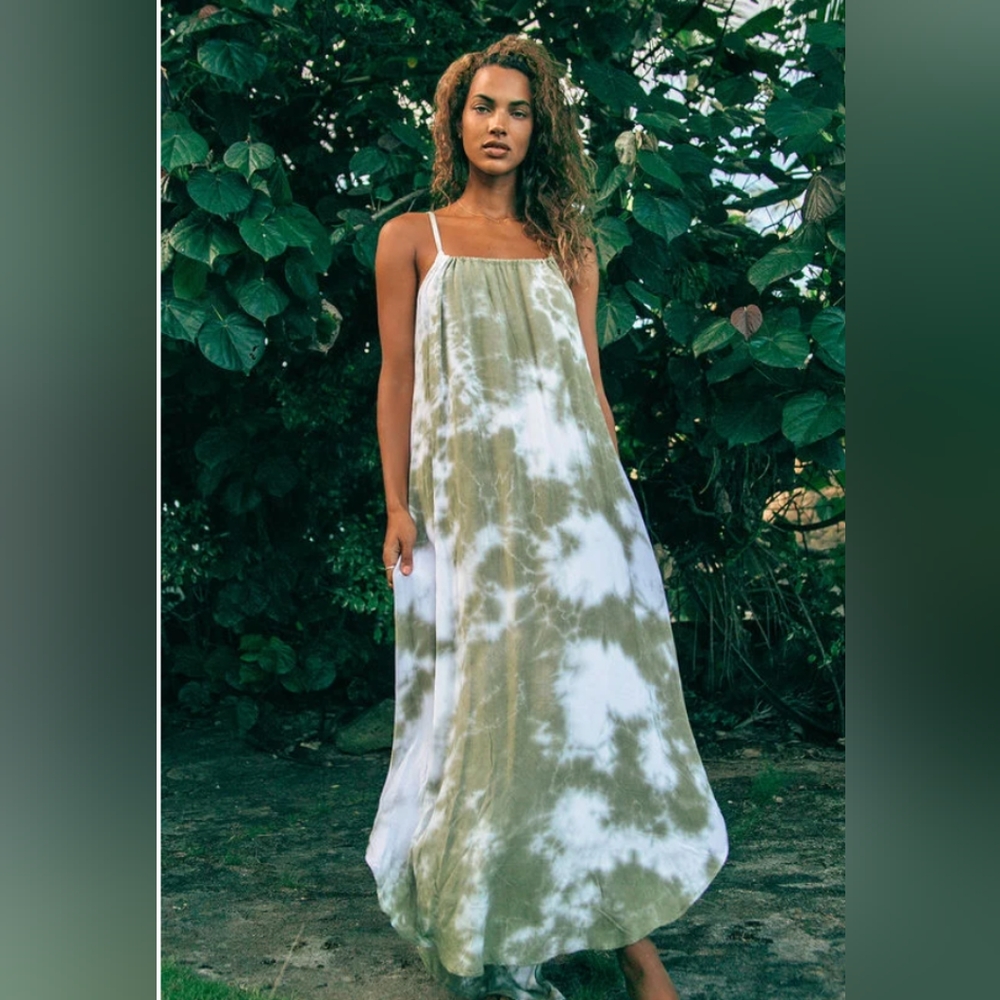 Lulu's Boho Green Tye dye Beach dress coverup